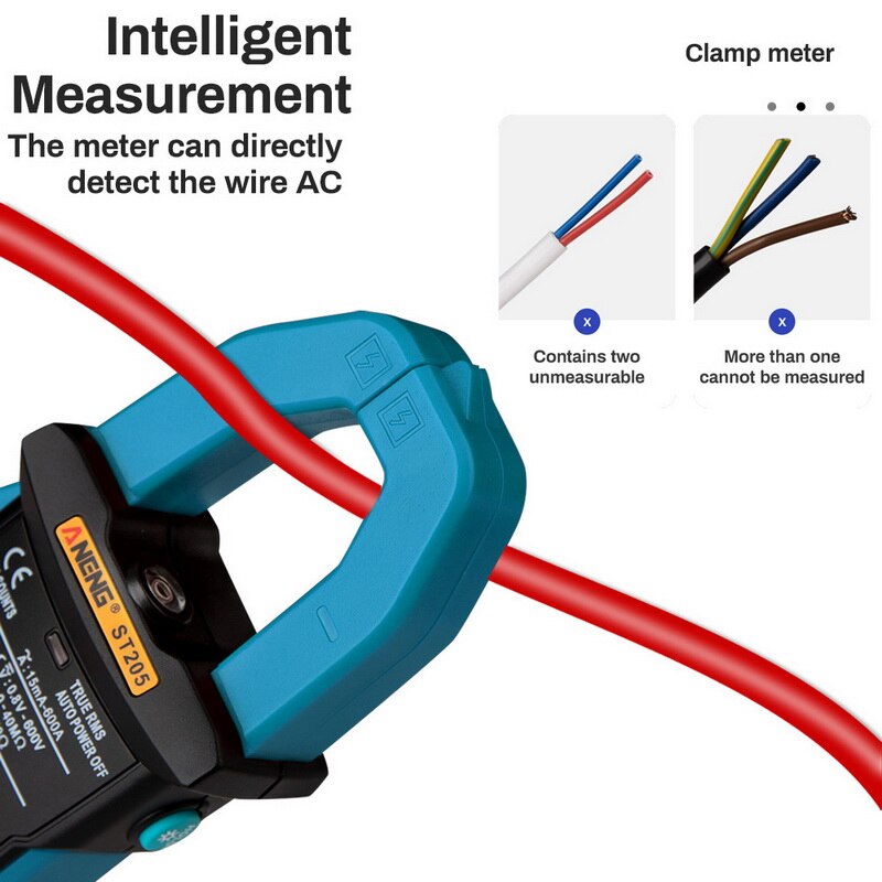 Junejour digitale stroomtang analoge multimeter stroomtang dc/ac intelligente automatische bereikmeter met temperatuurtester