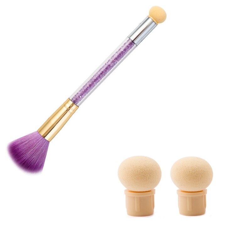 1 Set Double-headed Gradient Brushes Dust Brush Acrylic Rhinestone Sponge Nail Art Brush For Ombre Gradient Nails Manicure Tool: 3pcs purple