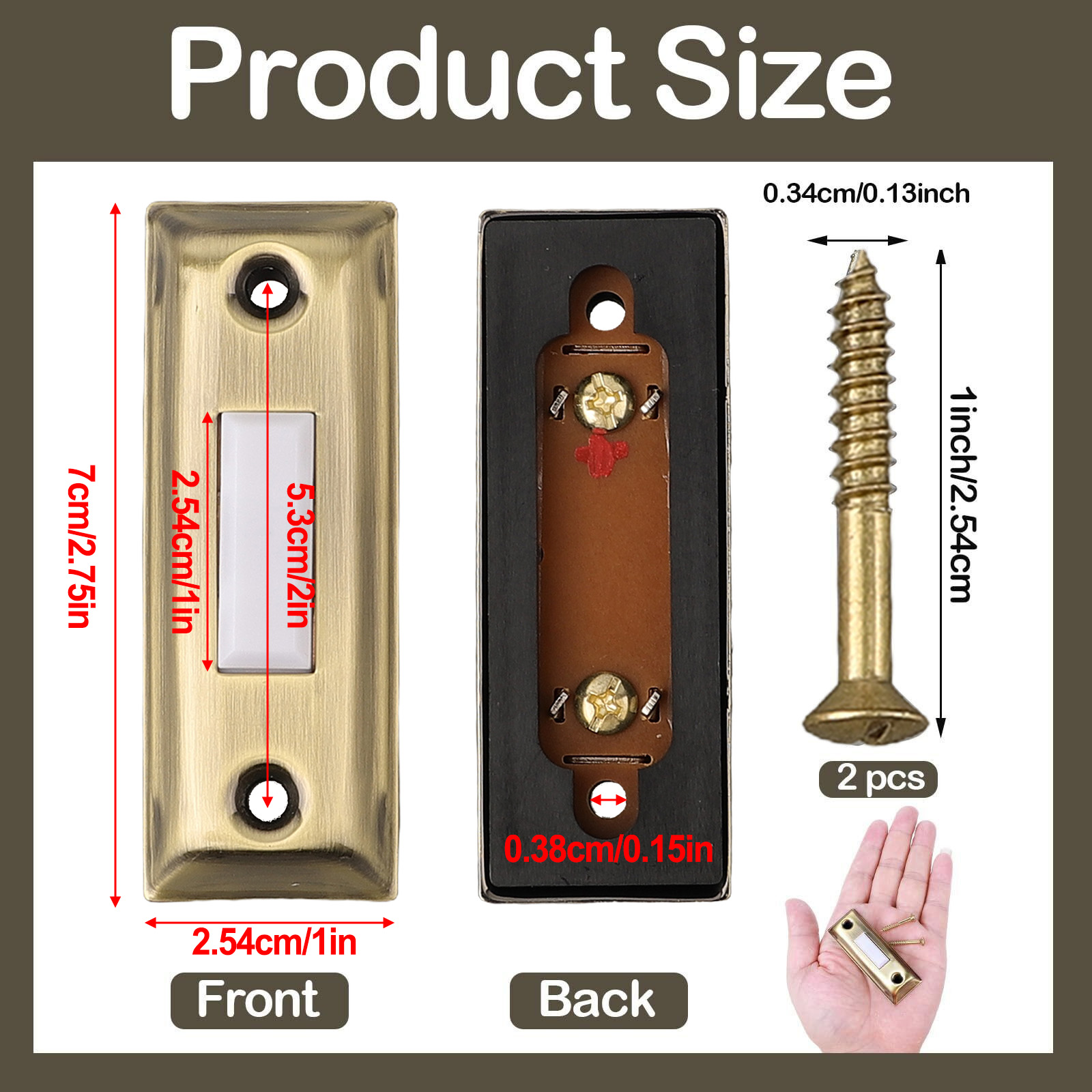 Button Doorbell Button Metal Door Bell Sturdy Switch Versatile Wall Mounted Antique Brass Doorbell Push Button