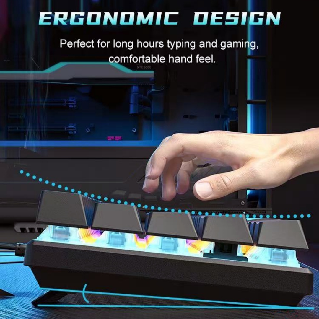 BD61 60% Gaming Mechanical Keyboard 61Key Wired Custom Mechanical Keyboard RGB Full Key -Swap RGB Backlit for Gaming/Office