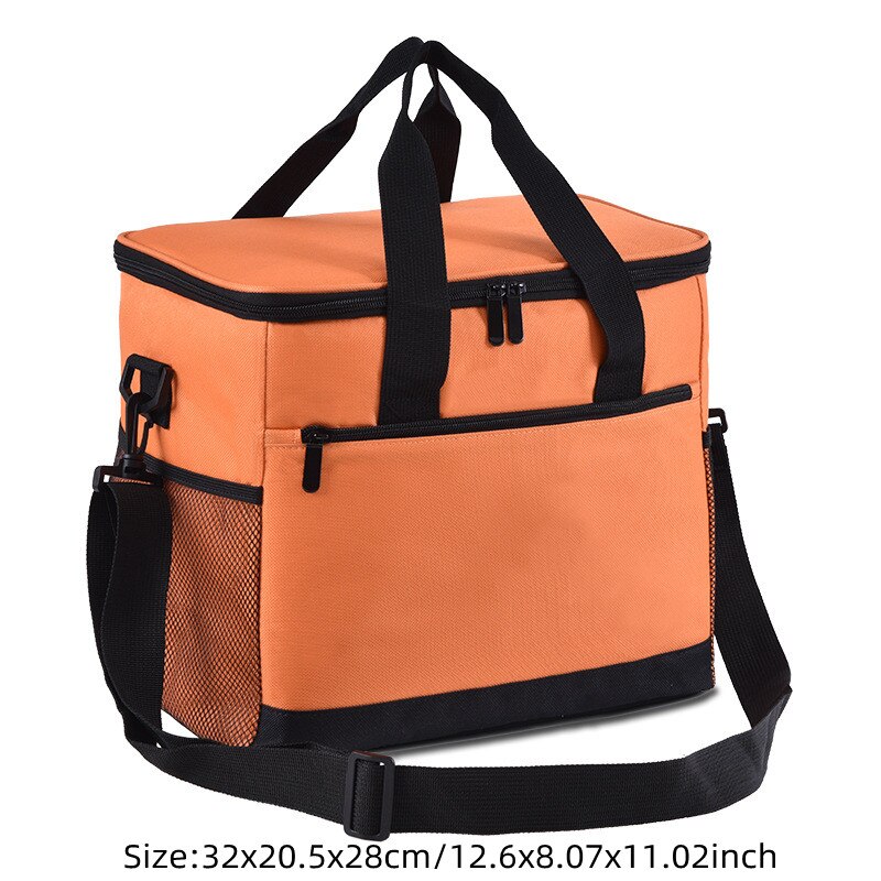 Portable Thermal Cooler Bag Picnic Food Beverage Drink Fresh Keeping Organizer Insulated Lunch Box Zipper Tote Accessories Case: Orange C