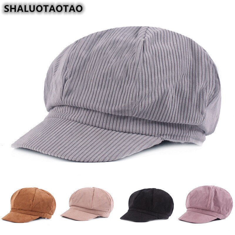 Shaluotaotao efterår vinter kvinder newboy kasketter snapback vild foldbar ottekantet kasket trend dame mærker fritid hat