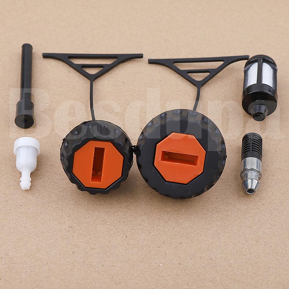 Gas Fuel Cap & Oil Cap For Stihl 020 021 023 024 025 026 028 034 036 038 042 048 AV Super Replace 0000 350 0520, 0000 350 0510