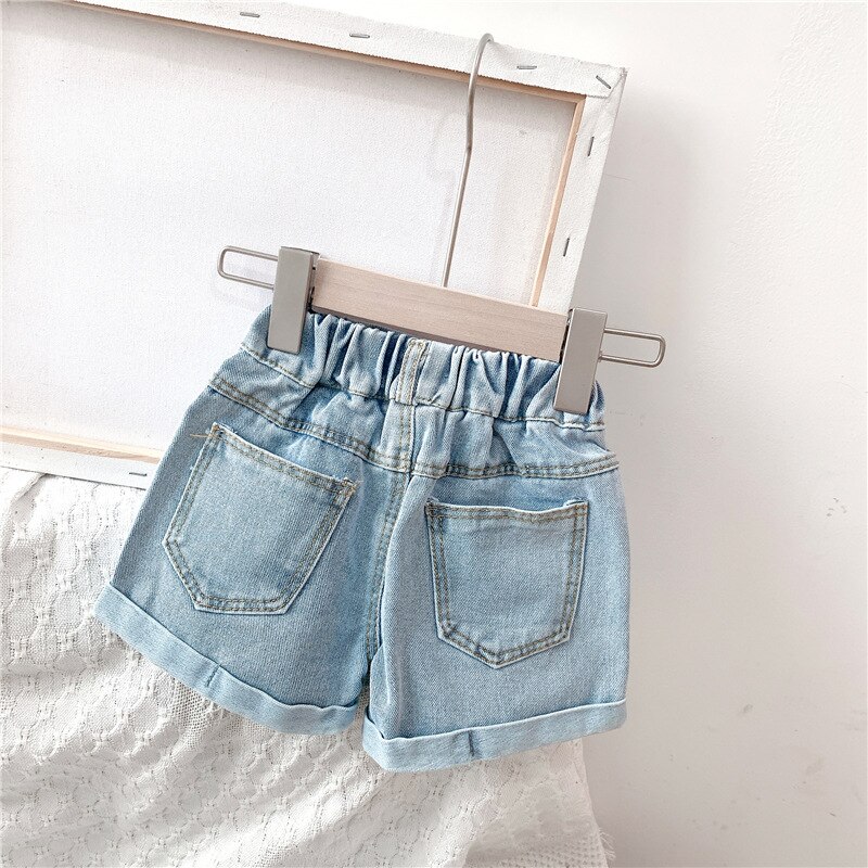 Flicka sommar jeans med färgglada knappar barn barn shorts