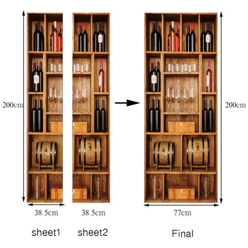 Book Shelf PVC Door Sticker Removable Room Door Wallpaper for Living Room Home Decoration 20F04