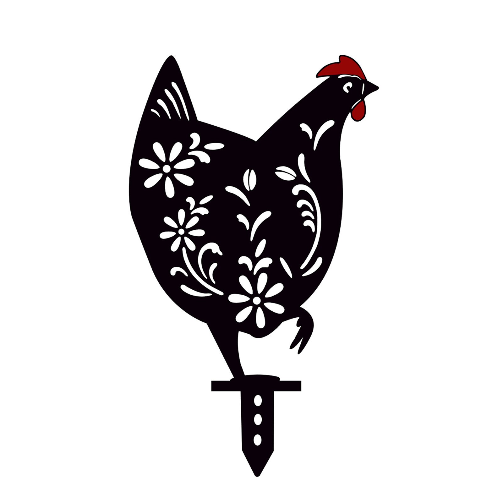 Haan Animal Silhouet Stapel Shadow Decoratie Stake Tuin Tuinieren Decoratie Kip Silhouet Land Yard Art: A