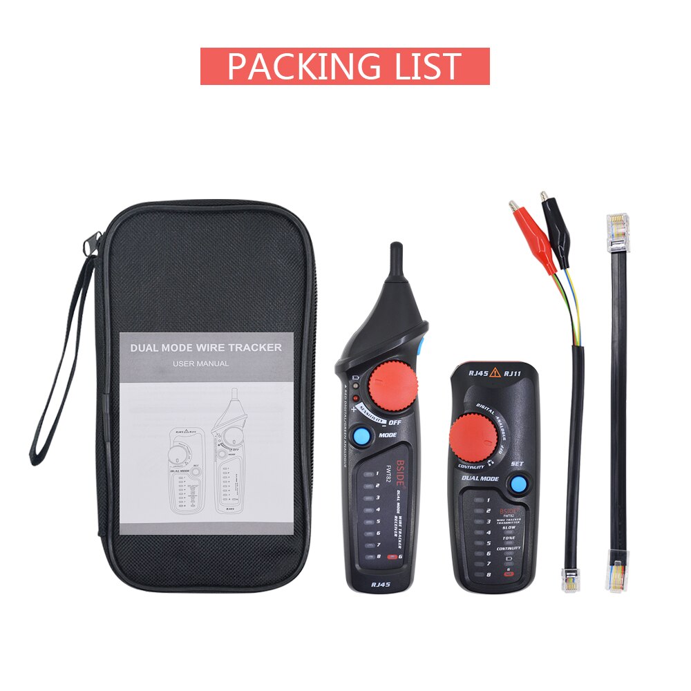 BSIDE – FWT82 traceur de câbles réseau , double , Toner de fil RJ45 RJ11 Ethernet LAN, analyseur, détecteur, détecteur de ligne