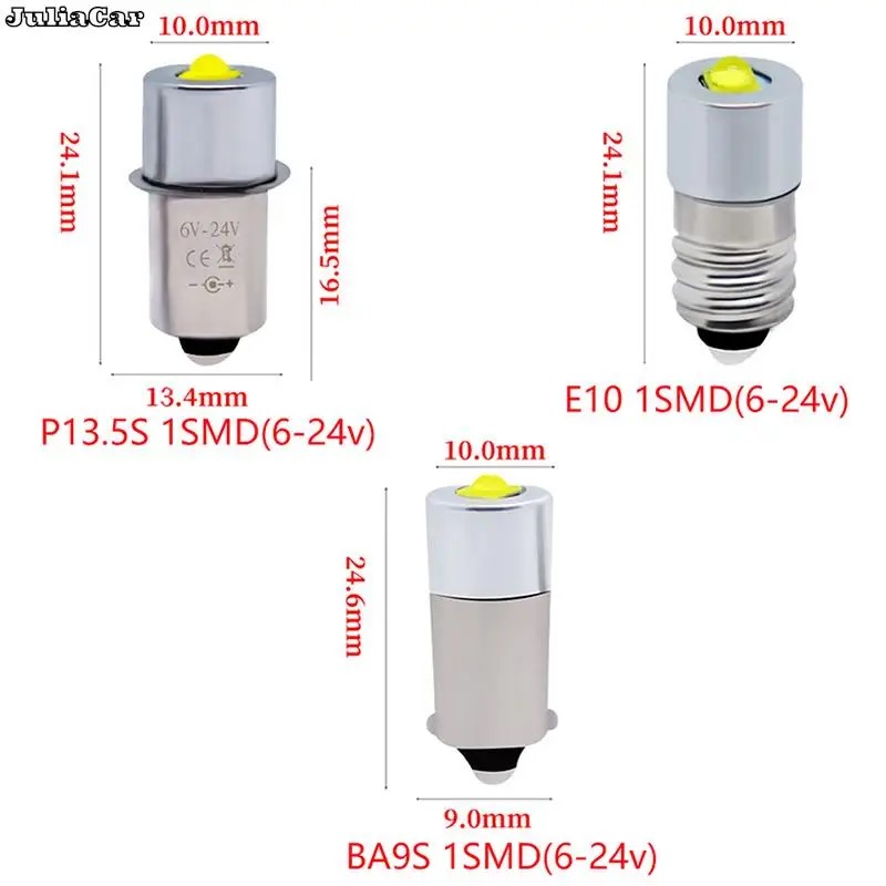 Ba9s p13.5s e10 dc 6-24v 5w stk. kraftige ledet-lommelykter med erstatningspærer, 1 stk. smd, 3535 stk. nødarbeidslamper