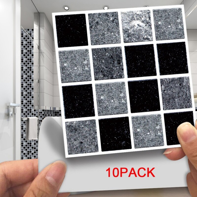Azulejo adhesivo 3D de tres dimensiones con de mosaico autoadhesivo para pared azulejo de simulación anticolisión para cocina/baño: A4