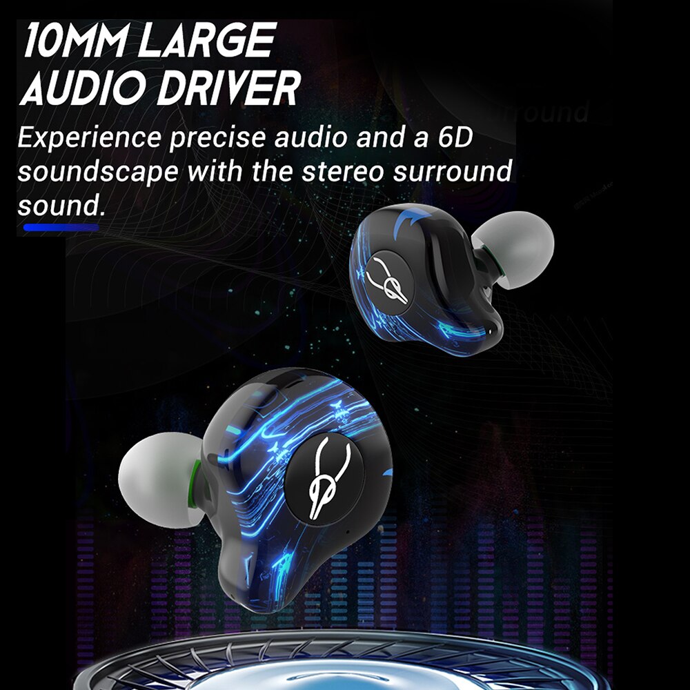 Sabbat-auriculares inalámbricos G12 Elite con micrófono, dispositivo de audio TWS, con Bluetooth, Subwoofer, baja latencia, para videojuegos y música