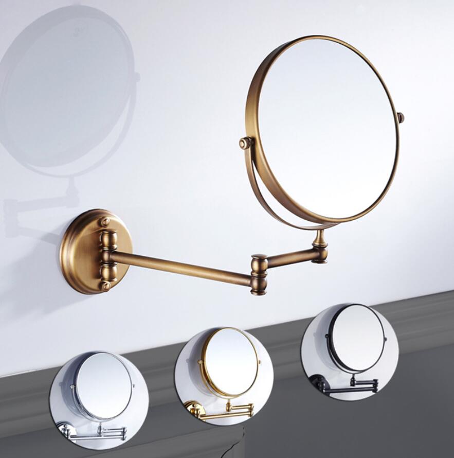 Antique bathroom folding makeup sided mirror retractable folding magnifier beauty mirror Rose gold