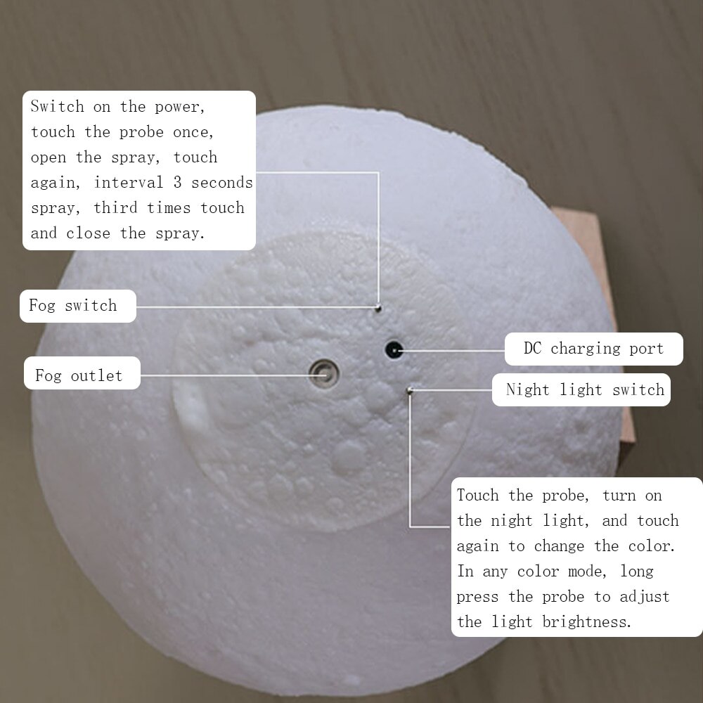 USB Moon Aroma Humidifier Essential Oil Diffuser Air Purifier Ultrasonic Mist Humidifier For Home&Office Aromatherapy