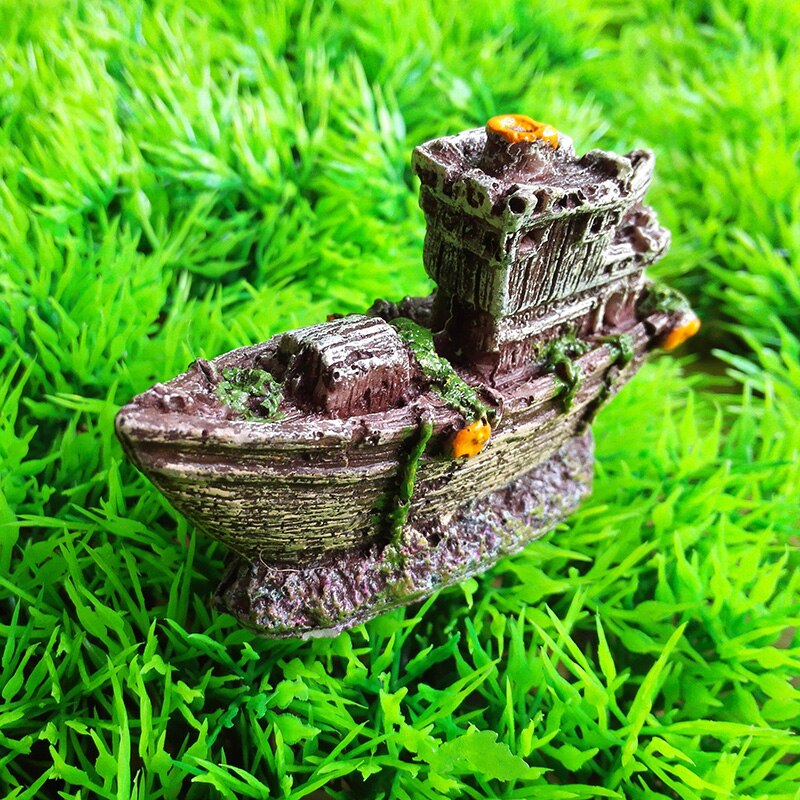 Vrak sänkt fartyg akvarium prydnad segelbåt jagare akvarium grotta dekor 1 st