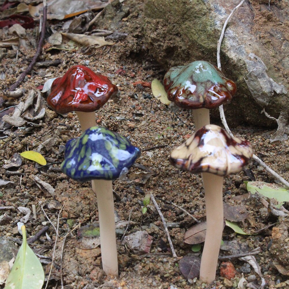 Garden Ornaments Ceramic Mushroom Craft Jewelry Succulent Flowerpot Decoration Office Desktop Garden Decoration Accessories