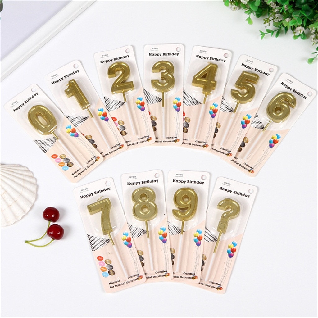 Glitter Talking Tables Number Candles Gold Number 0-9 Birthday Party Candle Cake Home Decoration Accessories Украшение Комнаты#