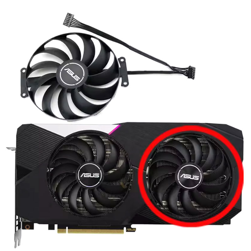 1SET 7PIN 95MM DUAL-RTX 3060TI-O8G-V2 GPU Fan，For ASUS Dual GeForce RTX 3070、RTX 3060 TI-O8G-V2 Graphics card cooling fan: Silver