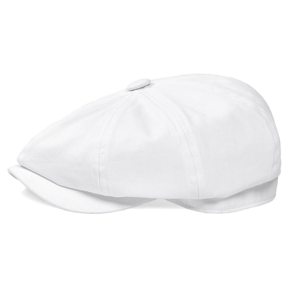 BOTVELA White Twill Cotton Newsboy Cap for Men Women Classic Cabbies Driver Apple Caps Gatsby Flat Hat Baker Boy Headpiece 003