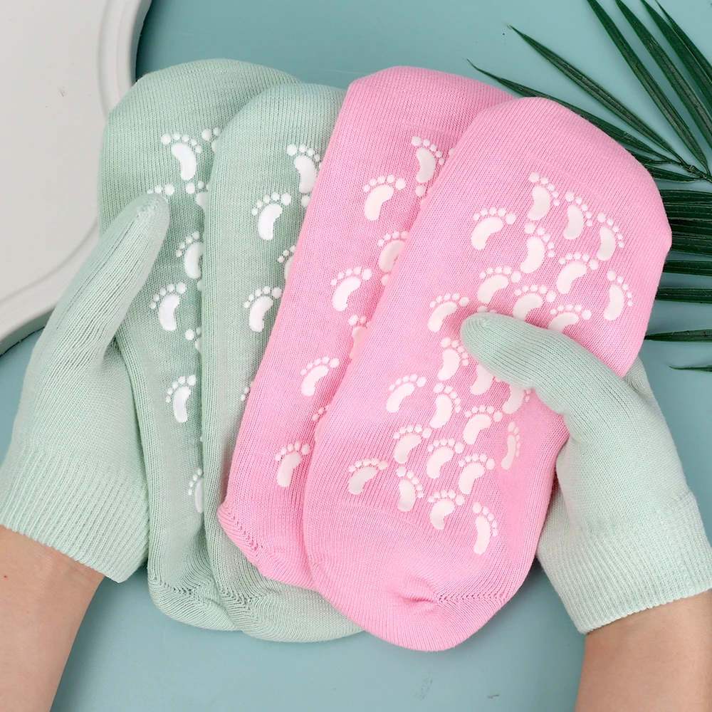 Mascarilla hidratante de silicona, calcetines, exfoliantes reutilizables, guantes protectores antigrietas, herramientas para eliminar la piel muerta seca, cuidado de los pies y las manos