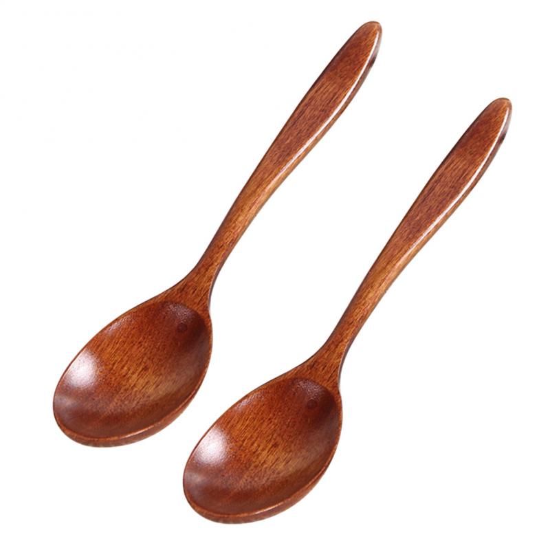 1pcs 18cm Natural Wood Environmental Tableware Cooking Honey Coffee Spoon Kitchen Supplies Long Handled Spoon