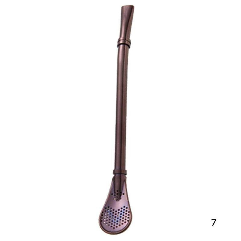 Pajita reutilizable de acero inoxidable para beber, utensilios de Metal para Bar, Yerba Mate, calabaza, cuchara, 1 ud.: Purple
