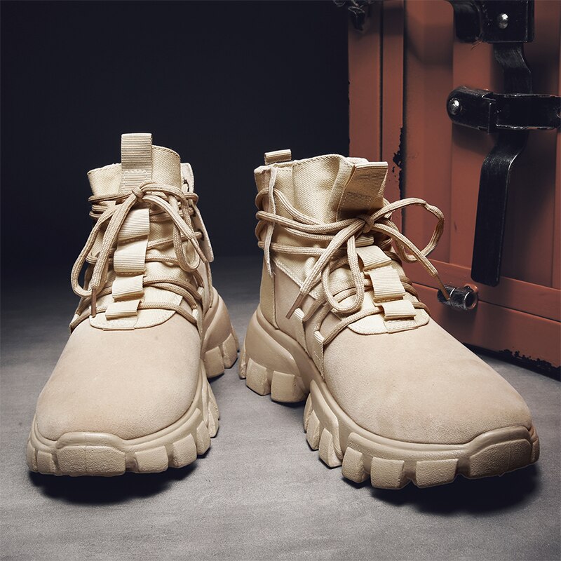 Bigfirse herr casual high top boots snörning herr skor korta boots herr sneakers lätta trend skor vår/höst