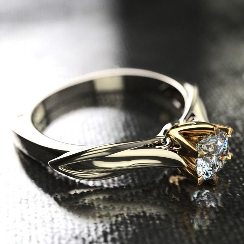 Un carato 6 punte incastonatura anello di diamanti taglio perfetto zirconi cubici promessa anelli con diamante Moissanite