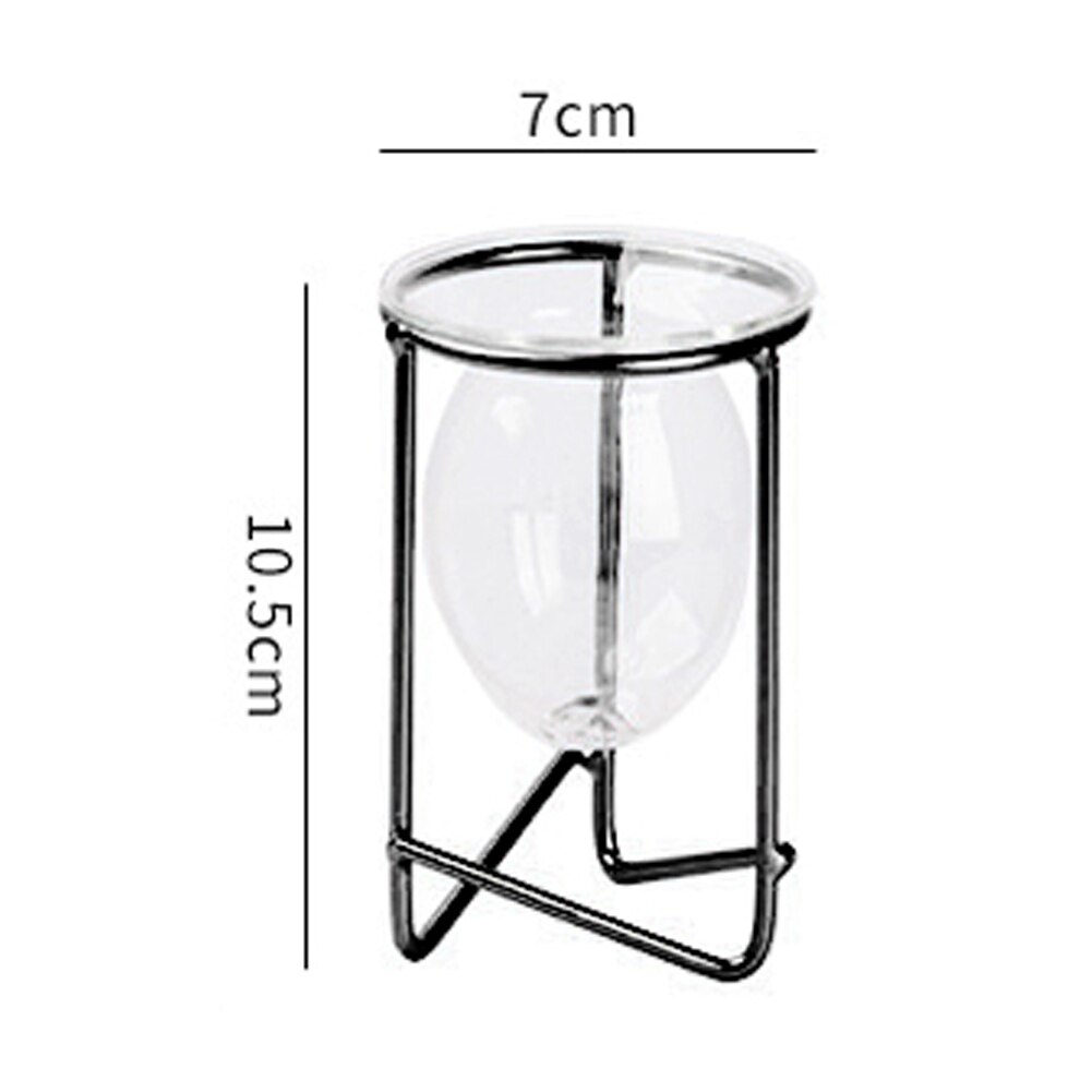 Table Desk Bulb ABS Hydroponic Vases Flower Plant Pot with Iron Tray Office Decor DEC889: C