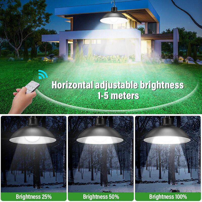 Luces colgantes de doble cabeza impermeables IP65, lámpara Solar para interior y exterior, luces de cobertizo con Cable alimentadas por luz Solar para patio, Camping, etc.