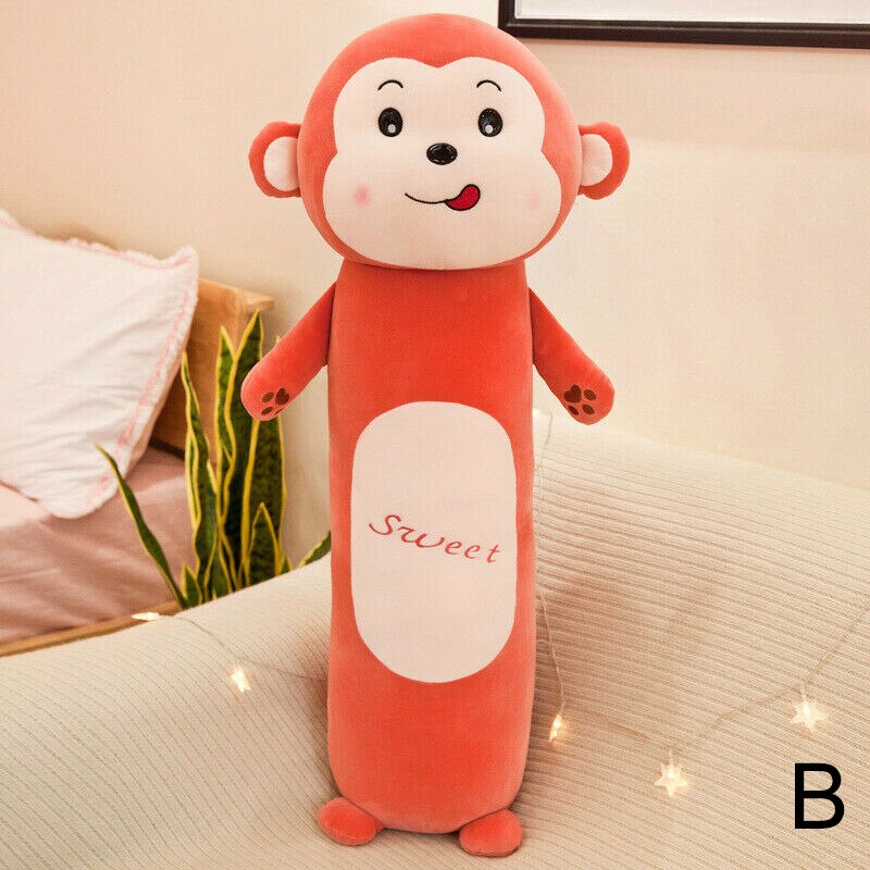 Cilindrische Cartoon Dier Kussen Konijn Aap Lui Knuffel Kinderen Pop: B