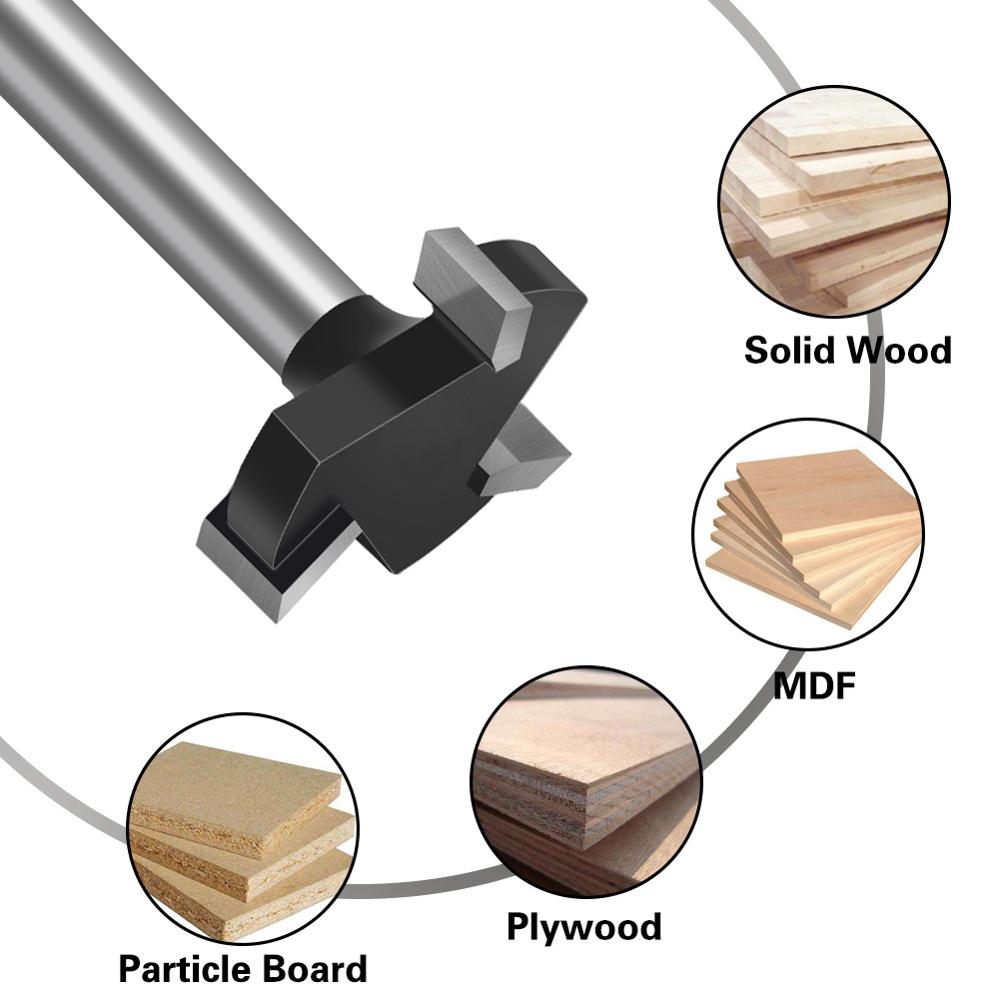 Spoilboard Surfacing Router Bit 1/4 inch 6mm Shank 1 inch Cutting Diameter + Adapter Slab Flattening Router Bit Planing Bit Wood