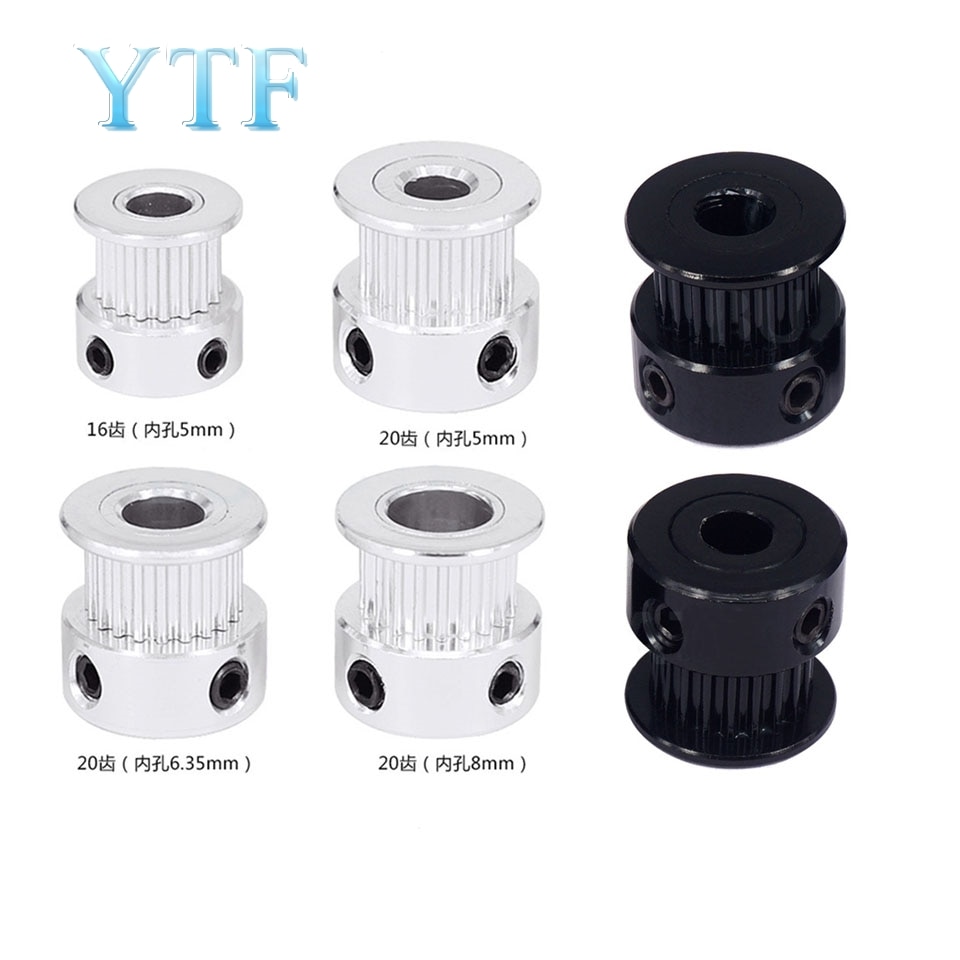 GT2 20 tooth Timing Pulley Aluminum 3D Printer Parts 2GT 20teeth Bore 5mm Width 6mm Part Synchronous Wheel Gear With Screw Teeth