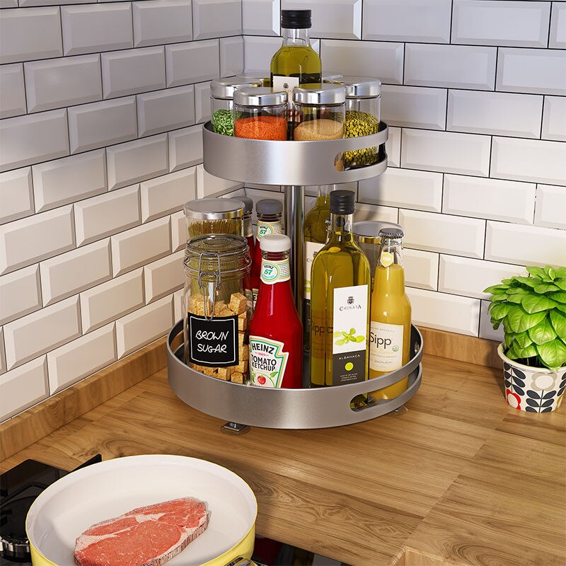 Rotating Kitchen Seasoning Rack Table Top Table Top Seasoning Corner Oil Salt Sauce Vinegar Shelf Storage Artifact
