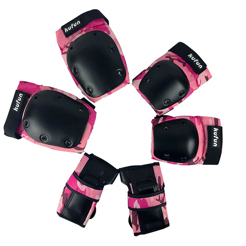 Ensemble de genouillères et coudières pour patins à roues alignées, longboard, skateboard, patinage, ski, roller, coudières, genouillères, protège-poignets de sécurité: Rose / S (15-35kg)