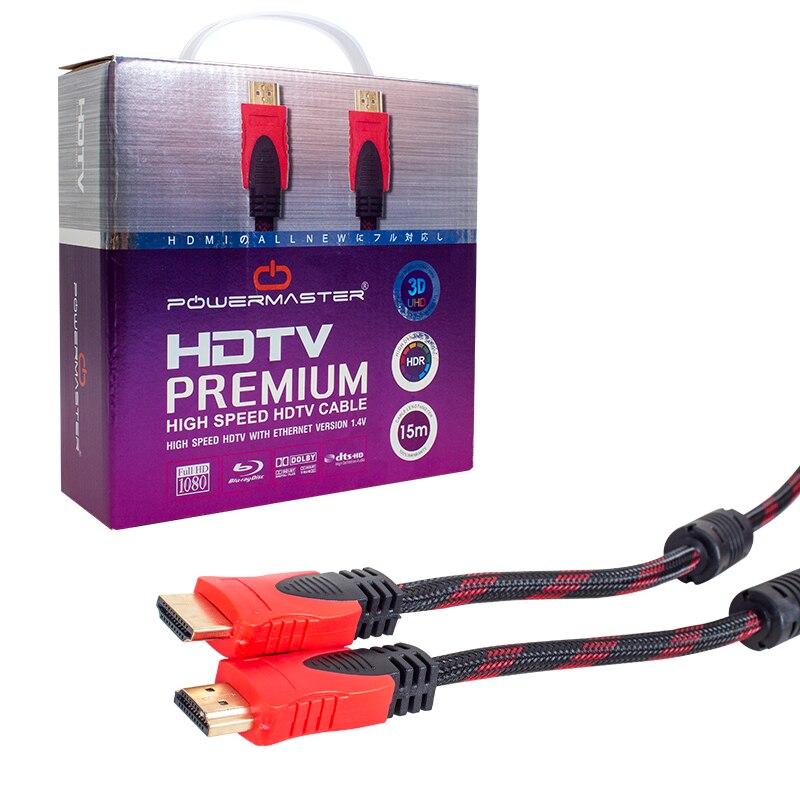 Hdmi Kabel 15 Meter Gevlochten Boxed Powermaster (1.4 V - 3D)