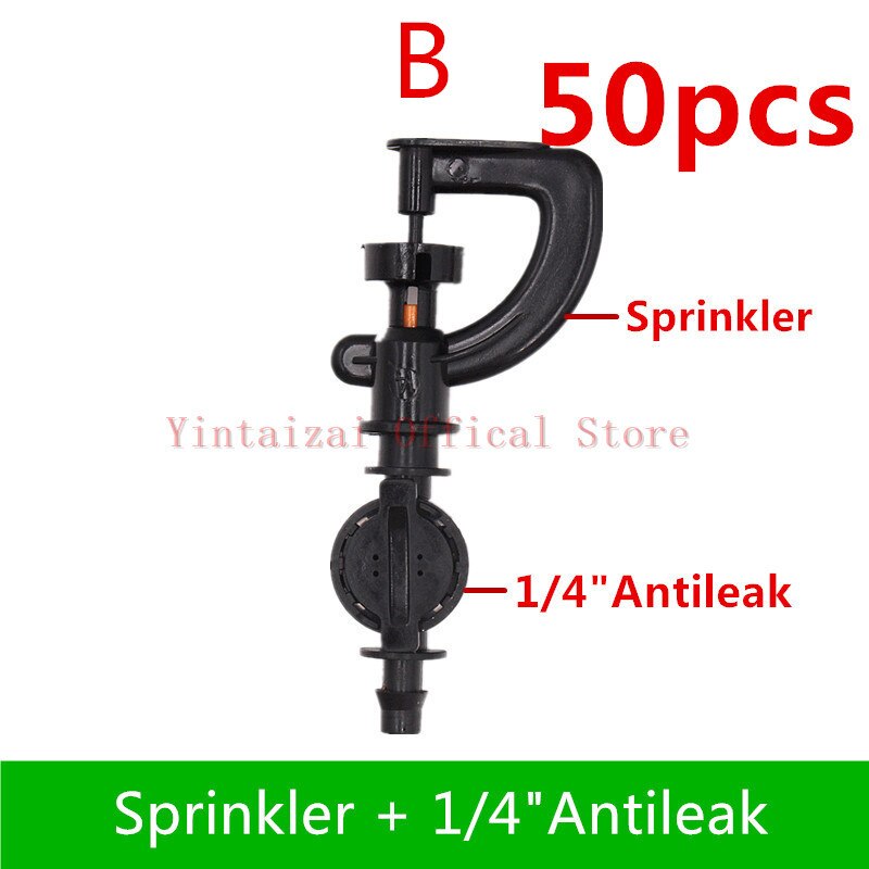 50Pcs Automatische Irrigatie Sproeier Tuin Tuinieren Micro Sprinkler Apparatuur Kas Roterende Verneveling Nozzle Irrigatie
