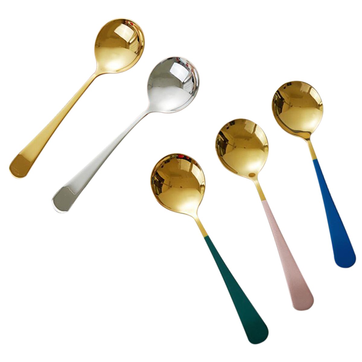 Large Soup Spoon, Stainless Steel Round Head Table Spoon Dinner Serving Accessories for Home Kitchen
