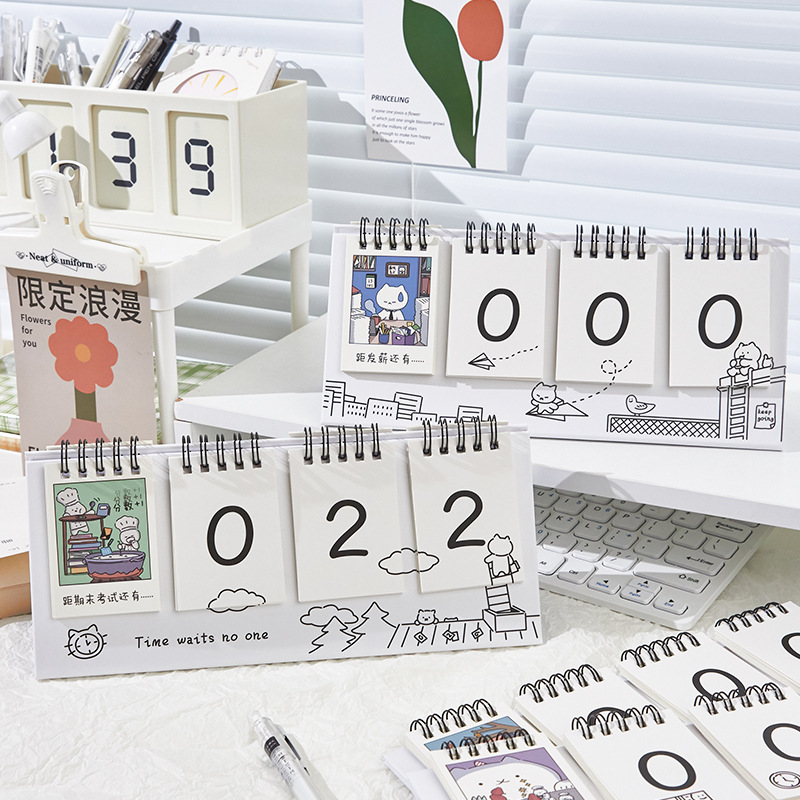 Countdown Desk Calendar Simple Multifunctional Desktop Decoration Monthly Calendar Cute Work Clock-in Plan Desk Calendar
