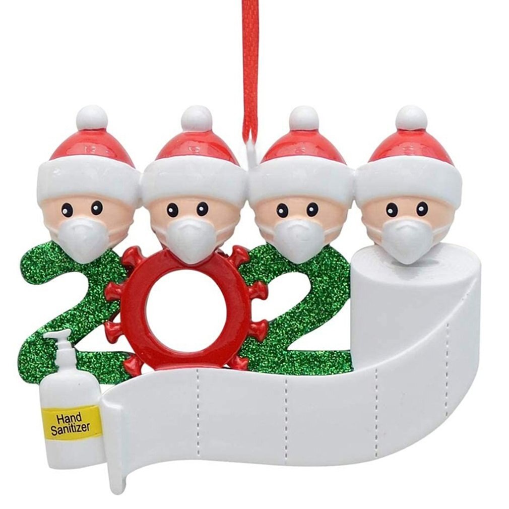 Diy navn hilsener maske snømann juletre hengende anheng julepynt dekorasjoner: 4pc hvite