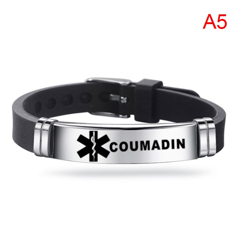 Mannen Alert Id Siliconen Armband Ijs Bangles Polsband Verstelbare Lengte Voor Mannen Vrouwen Kind Sieraden Type 1 Diabetes: JTJY11-A5