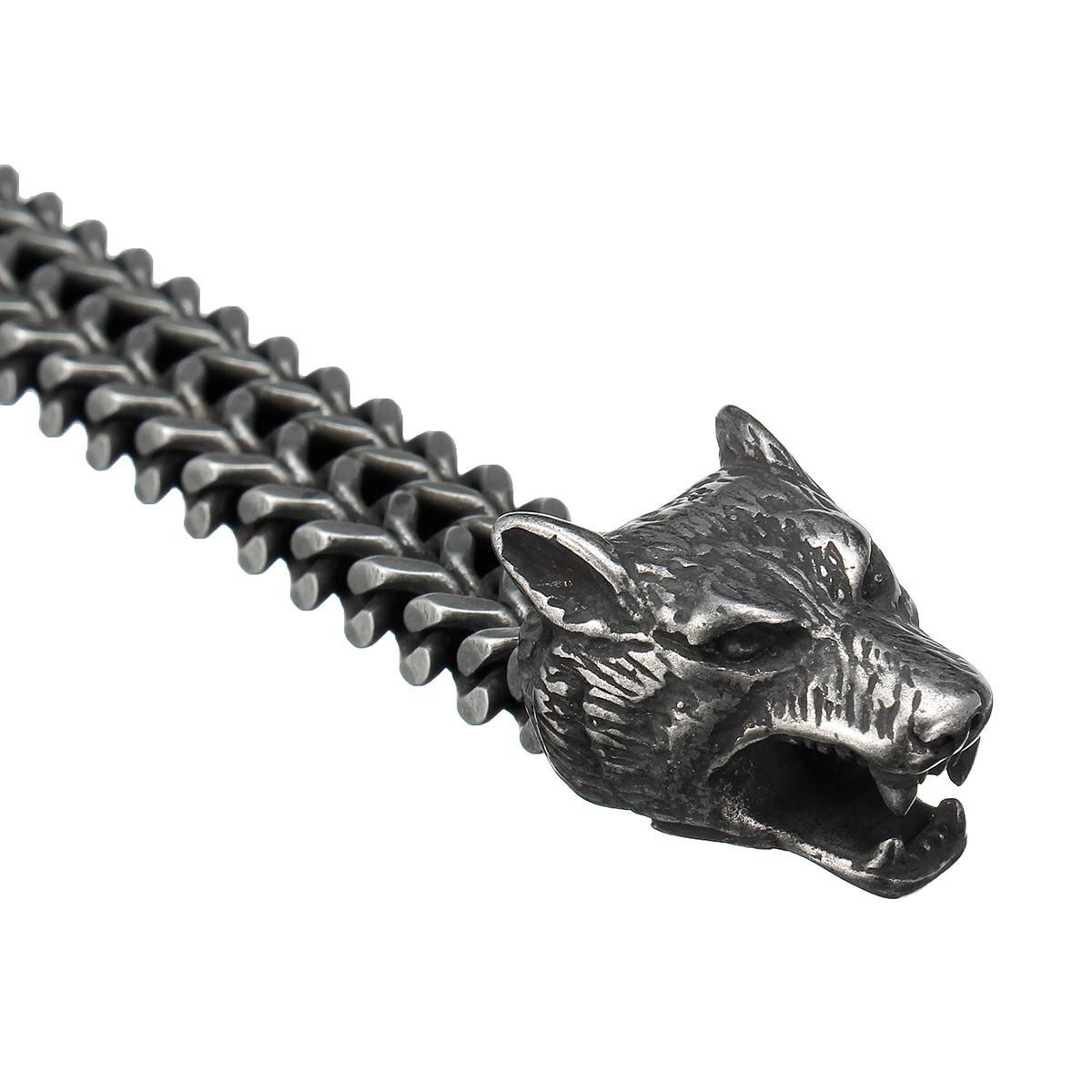 Uomini Norse Vichinghi in Acciaio Inox Lupo di Collegamento catena Del Braccialetto Amuleto Regalo Dei Monili di Modo