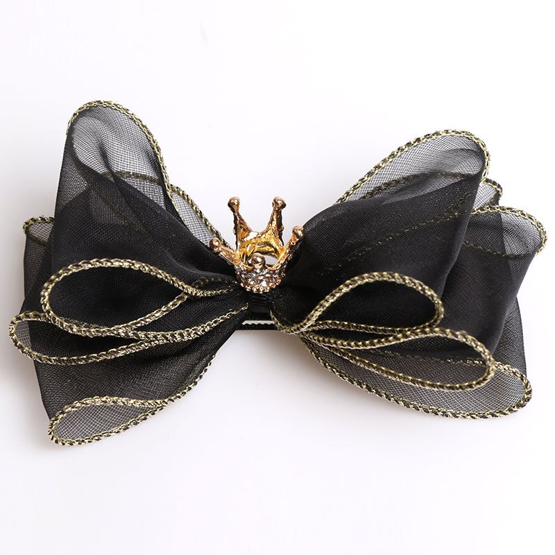 Copricapo a forcina per bambini di moda coreana bella ragazza principessa maglia Bowknot corona Clip di capelli regali di compleanno accessori per capelli: Black