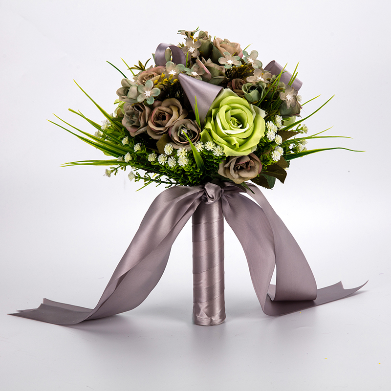 Artificial Wedding Flowers Wedding Bouquets For Brides Handmade 7 Colors Bridal Bouquets with Ribbon Buque de noiva