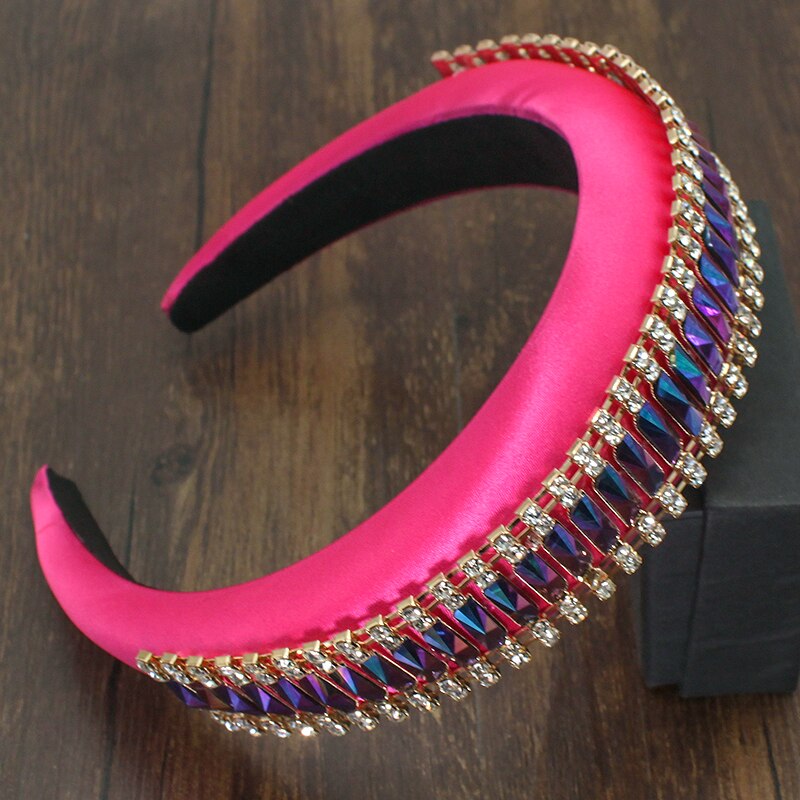 2020 nova personalidade brilhante retângulo cristal strass bandana colorido coreano acolchoado temperamento feminino meninas festa hairband
