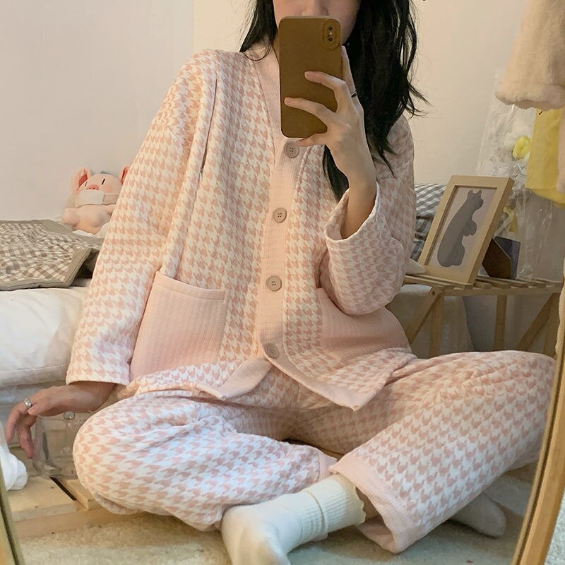 Ropa de aislamiento de guata espacial para mujeres embarazadas, pijamas gruesos para amamantar, ropa de maternidad para primavera y otoño: 1 / XL(62.5-72.5kg)