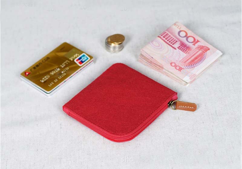 Møntpung tegnebog kvinder mænd skift taske kreditkort id holder lynlås mønt punge tegnebøger: Rød