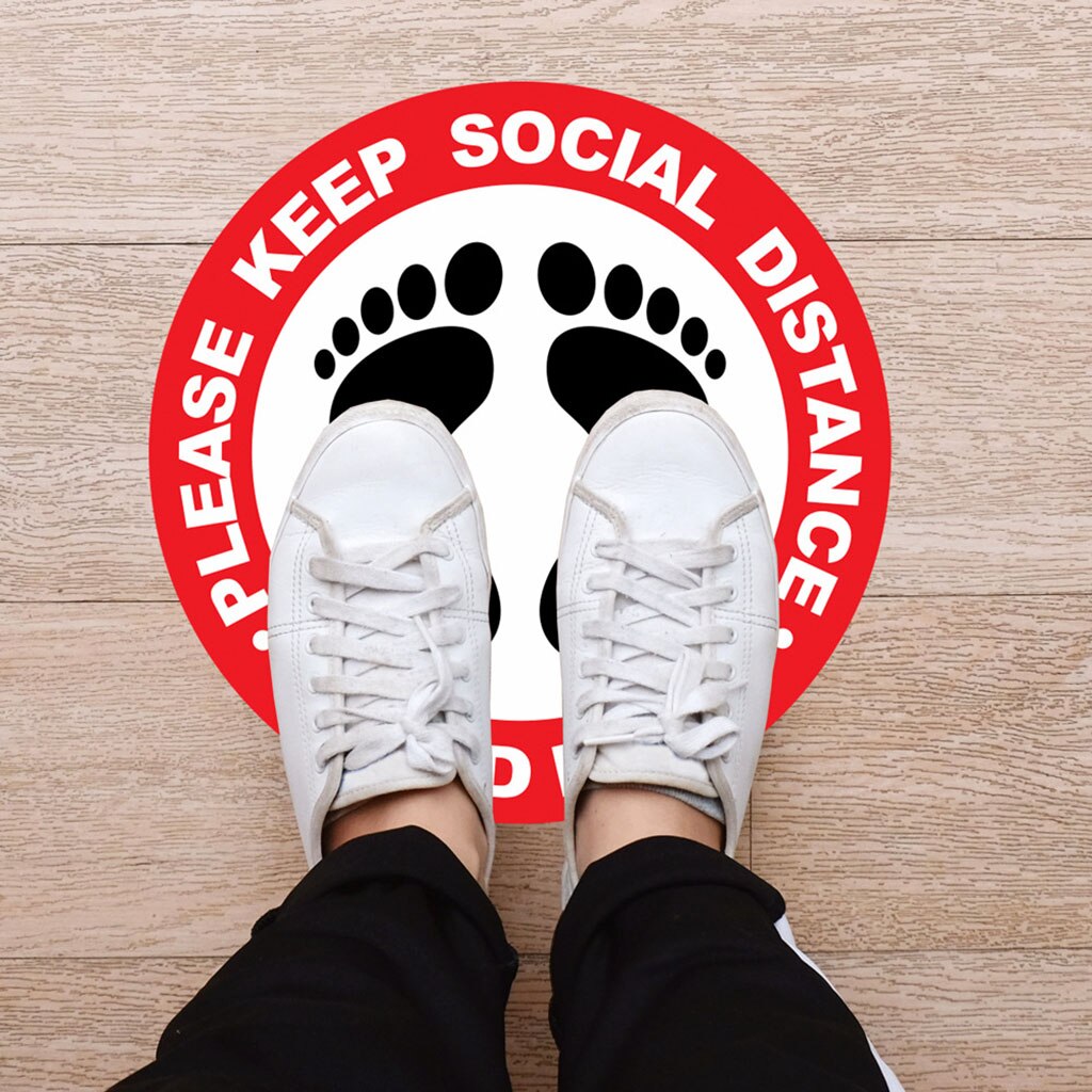 5 Pack Social Distancing Floor Decals Safety Floor Sign Marker 6 Foot Distance