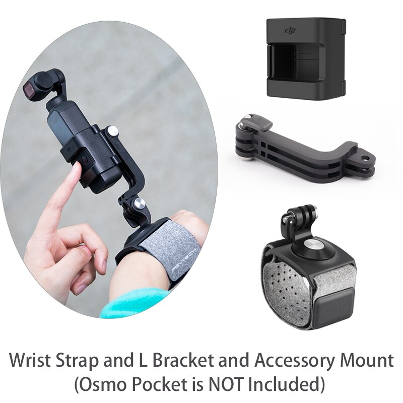Dji osmo pocket gimbal tilbehør håndledsrem & l beslag holder & tilbehør mount & rygsæk klip til osmo lomme beslag: Hvid