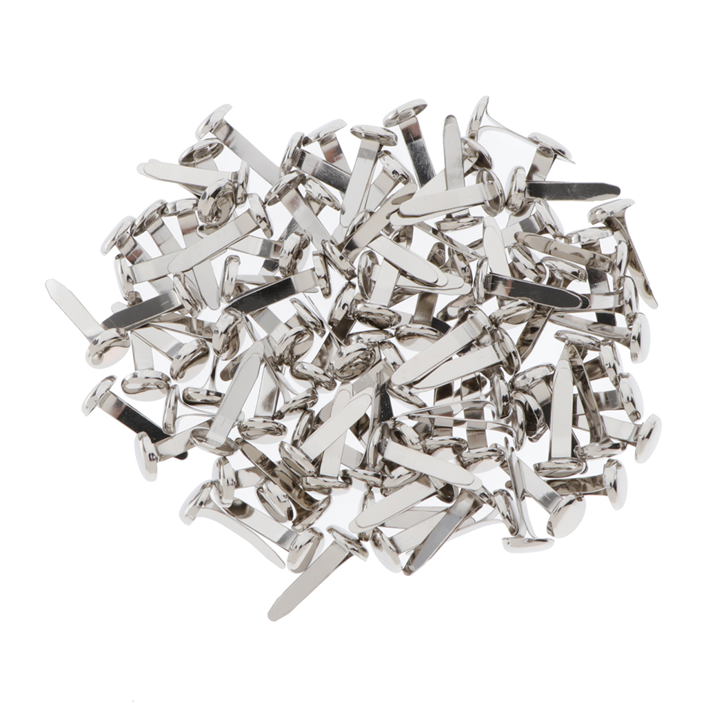 50/100pcs Assorted Bright Color Mini Brads Paper Fasteners Brass Pastel Metal Brads for Scrapbooking Crafts DIY Paper: 100pcs silver round