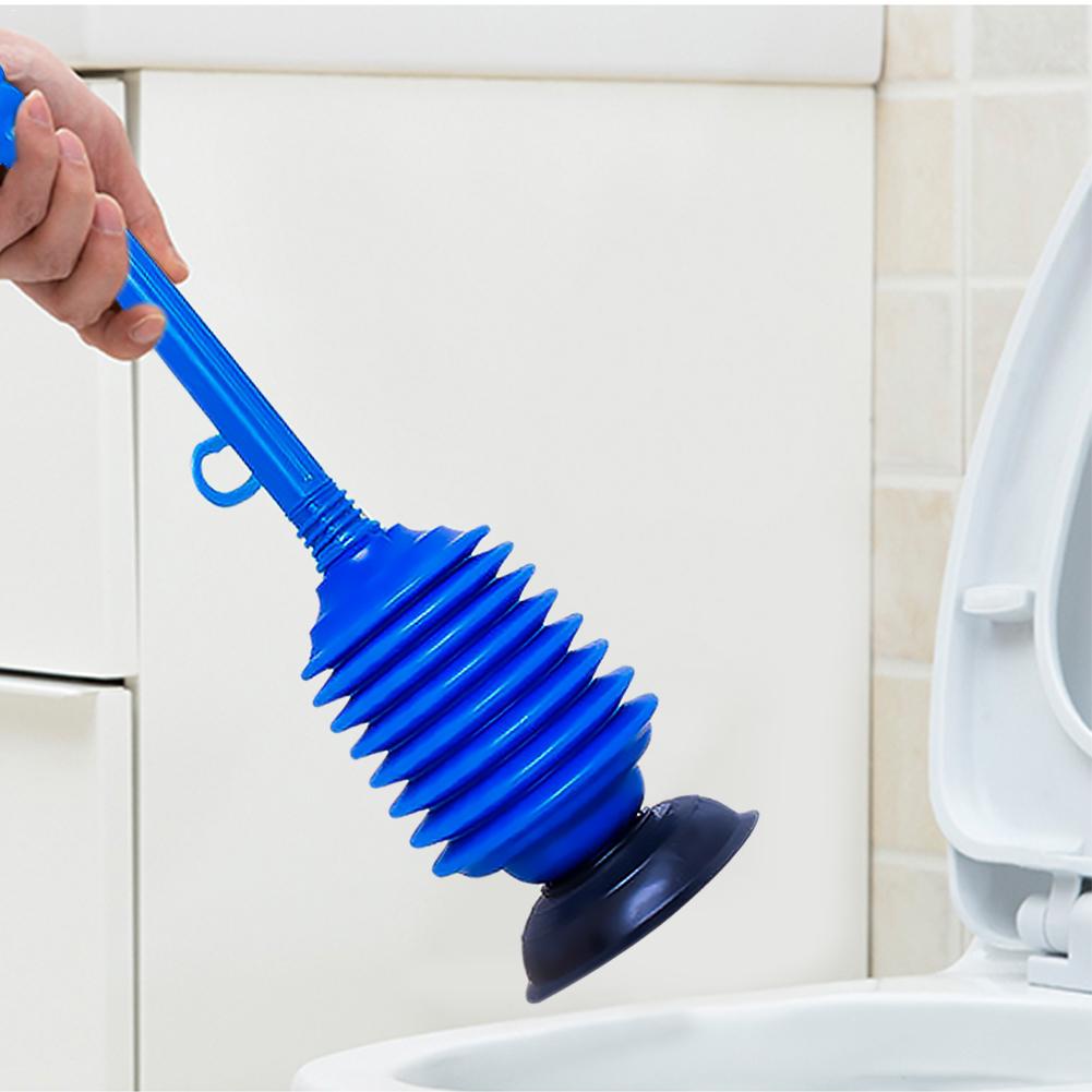 Bellows Accordion Toilet Plunger High Pressure Thrust Plunge Removes Heavy Duty Clogs From Clogged Bathroom Toilets