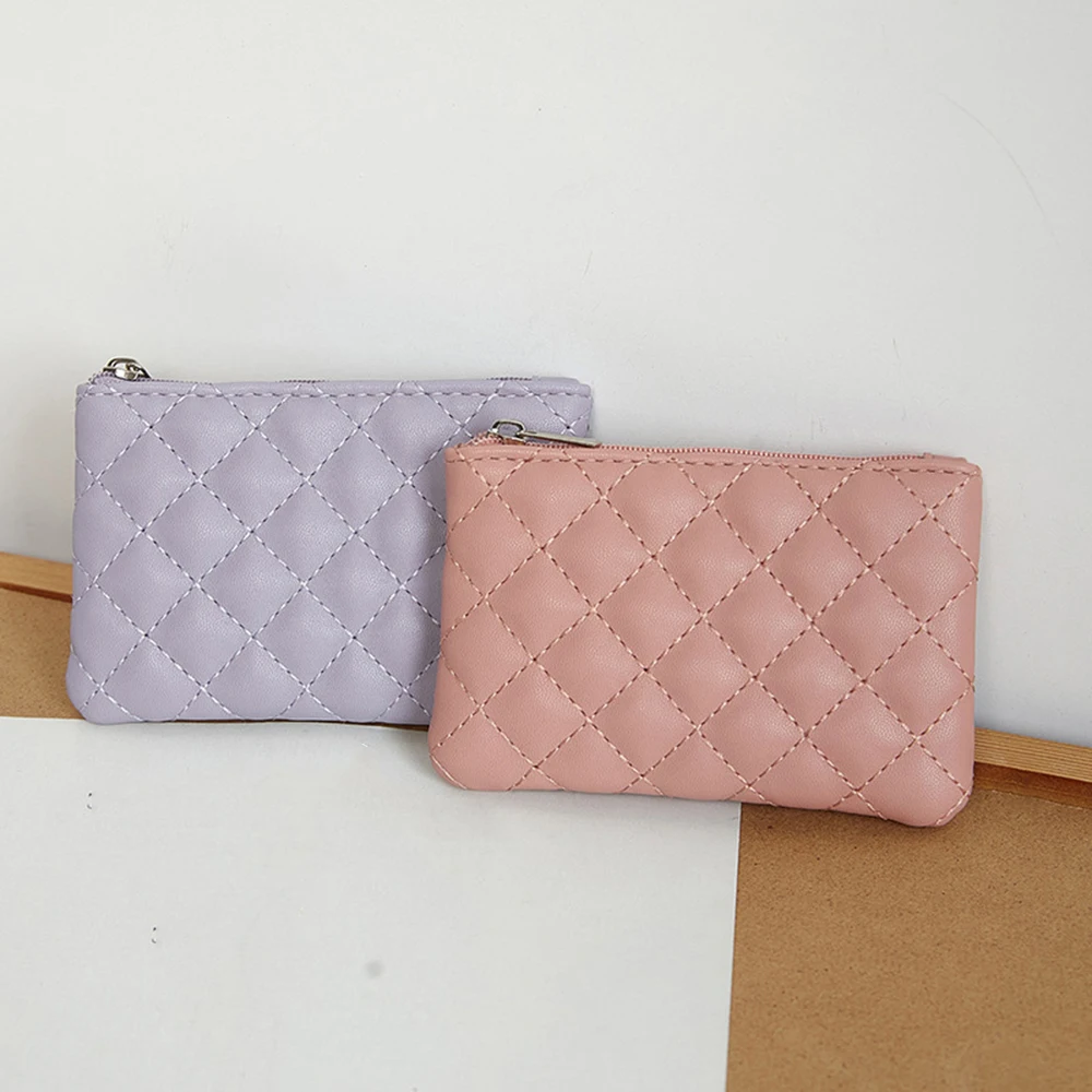 Karten Halfter Aufbewahrung tasche Münz tasche Schlüssel beutel ultraleichte einfarbige weiche Raute gestickte tragbare Brieftasche Monedero Cartera